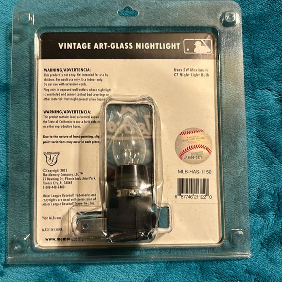 Houston Astros | VINTAGE 2012 Hand-Painted Art Glass Nightlight - NEW OLD STOCK - Picture 3 of 5